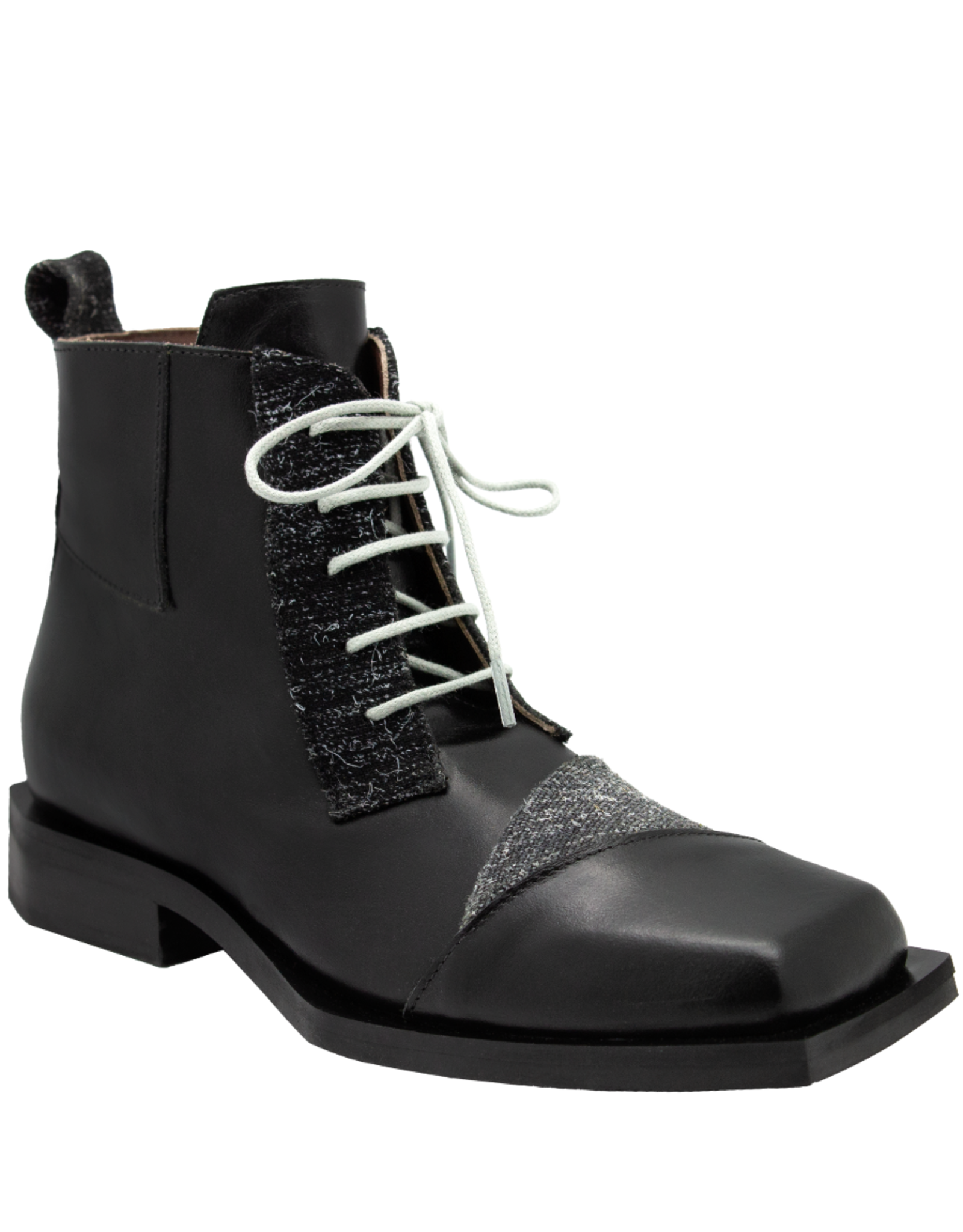 LeBohemien LeBohemien B3A Black Multi Texture Lace-Up Boot BaBa