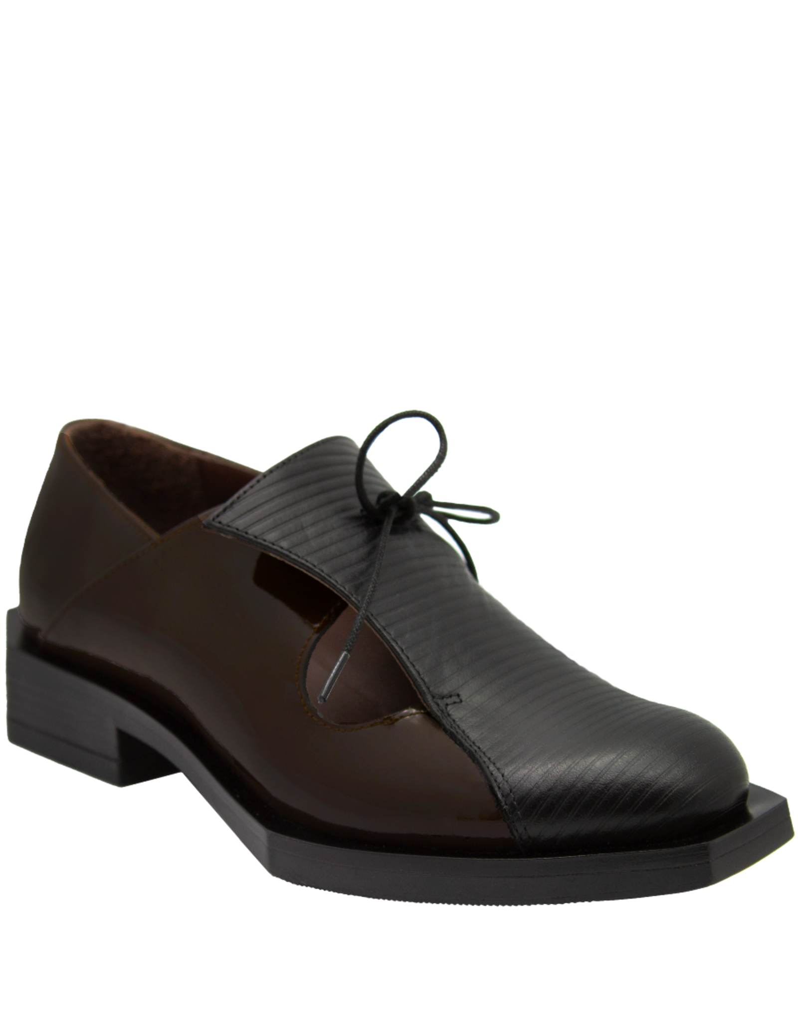 LeBohemien LeBohemien LB3E Brown Patent Oxford With Black Lasir Oxford Luck