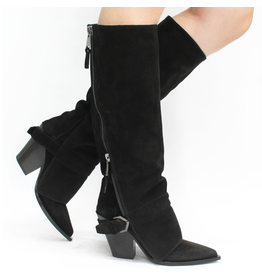 ElenaIachi ElenaIachi EI59U Black Suede Knee Boot OutsideZipper 4493