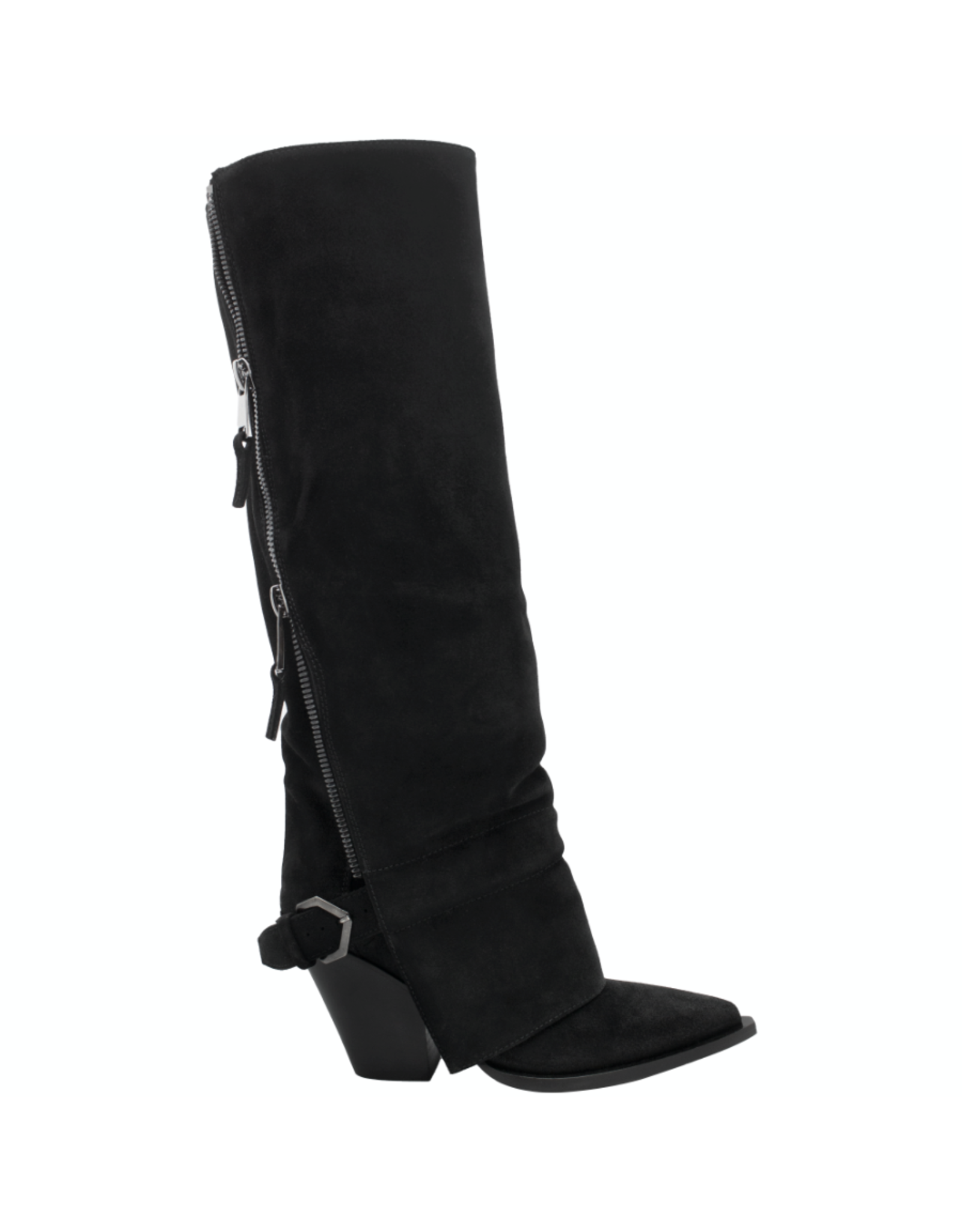 ElenaIachi ElenaIachi EI59U Black Suede Knee Boot OutsideZipper 4493
