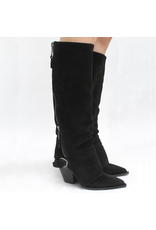 ElenaIachi ElenaIachi EI59U Black Suede Knee Boot OutsideZipper 4493