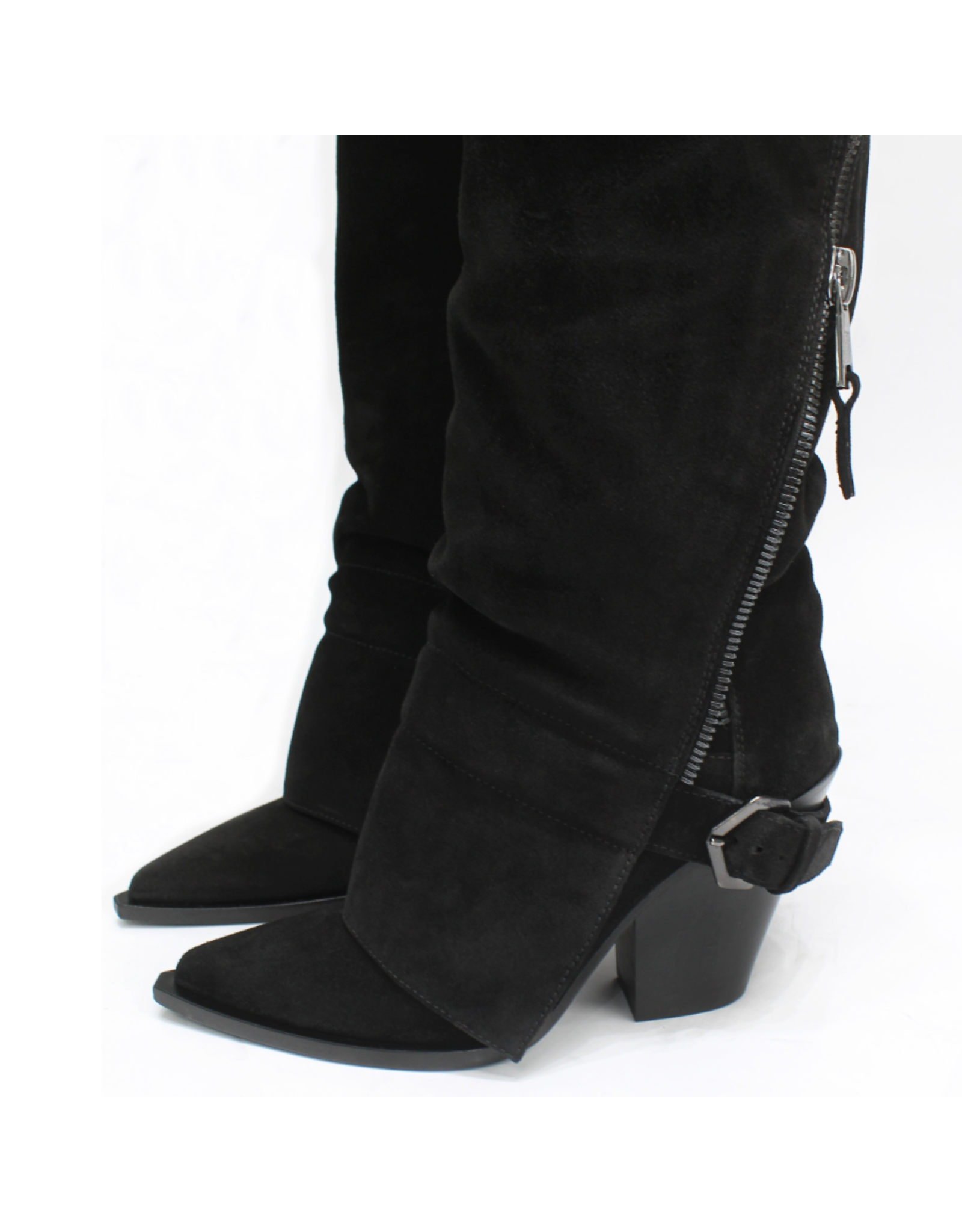 ElenaIachi ElenaIachi EI59U Black Suede Knee Boot OutsideZipper 4493
