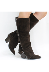 ElenaIachi ElenaIachi EI59V  Brown Suede Knee Boot OutsideZipper 4493