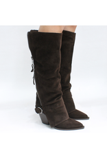 ElenaIachi ElenaIachi EI59V  Brown Suede Knee Boot OutsideZipper 4493
