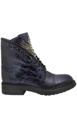 Now Now N47H Blue Metal Pull On Moto Boot With Wing Detail 9292