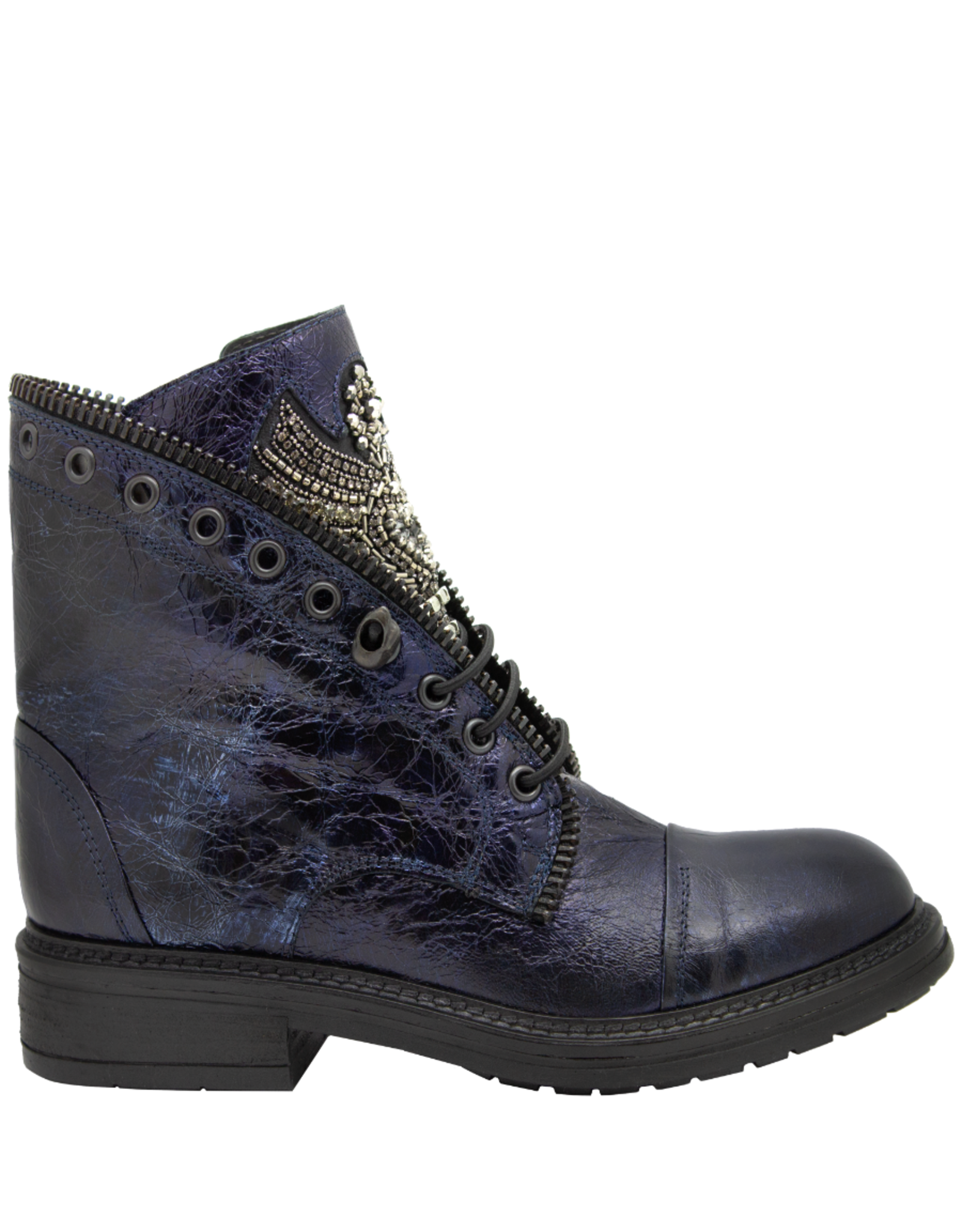 Now Now N47H Blue Metal Pull On Moto Boot With Wing Detail 9292