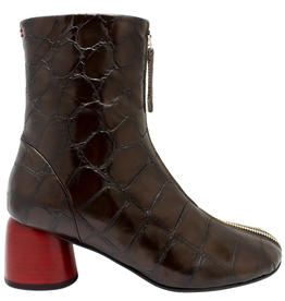 Halmanera Halmanera H50 Brown Croco With Red Conical Heel 1000-C