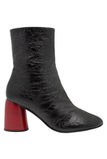 Halmanera Halmanera H50A Black Crinkle Boot With Red High Heel 1001
