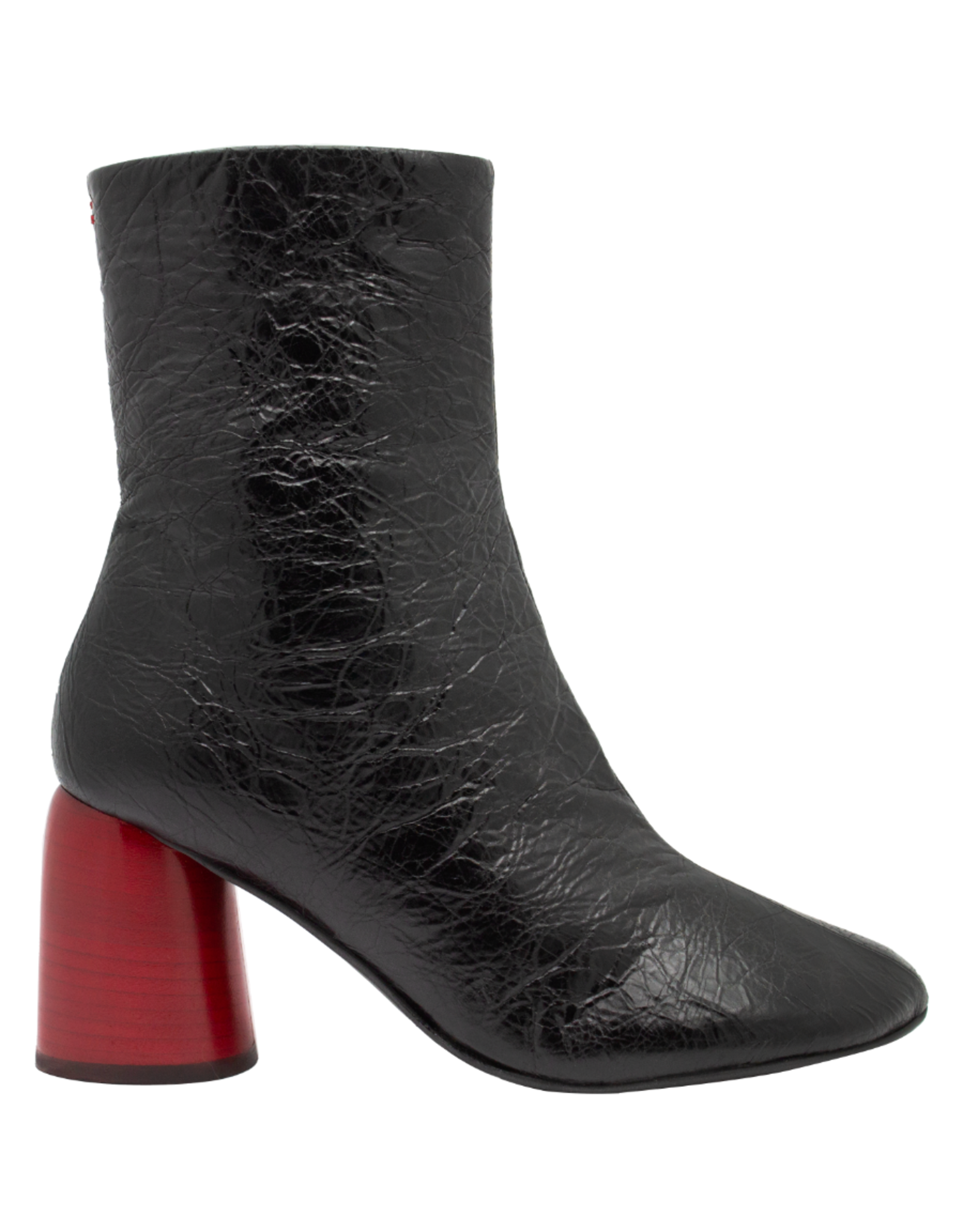 Halmanera Halmanera H50A Black Crinkle Boot With Red High Heel 1001