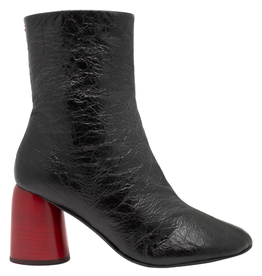 Halmanera Halmanera H50A Black Crinkle Boot With Red High Heel 1001