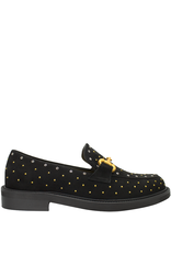 MaraBini MaraBini M13H Black Suede Studed Loafer With Bar 1034