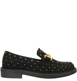 MaraBini MaraBini M13H Black Suede Studed Loafer With Bar 1034