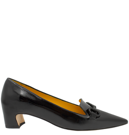 MaraBini MaraBini M13Q Black Glaze Kitten Heel Loafer W/ Bar 1039