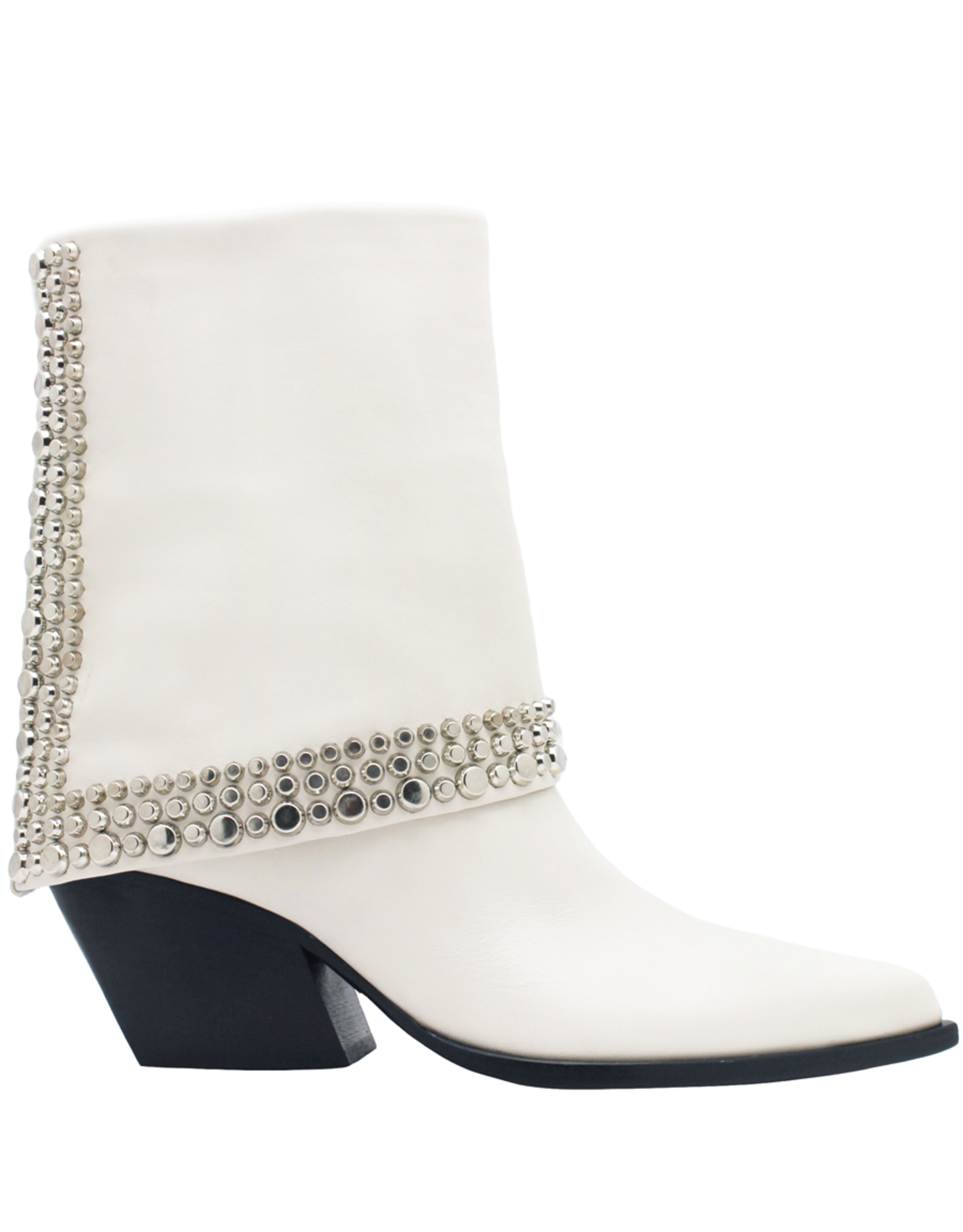 ElenaIachi ElenaIachi EI58A White Cuff Boot Embelished with Studs 3491