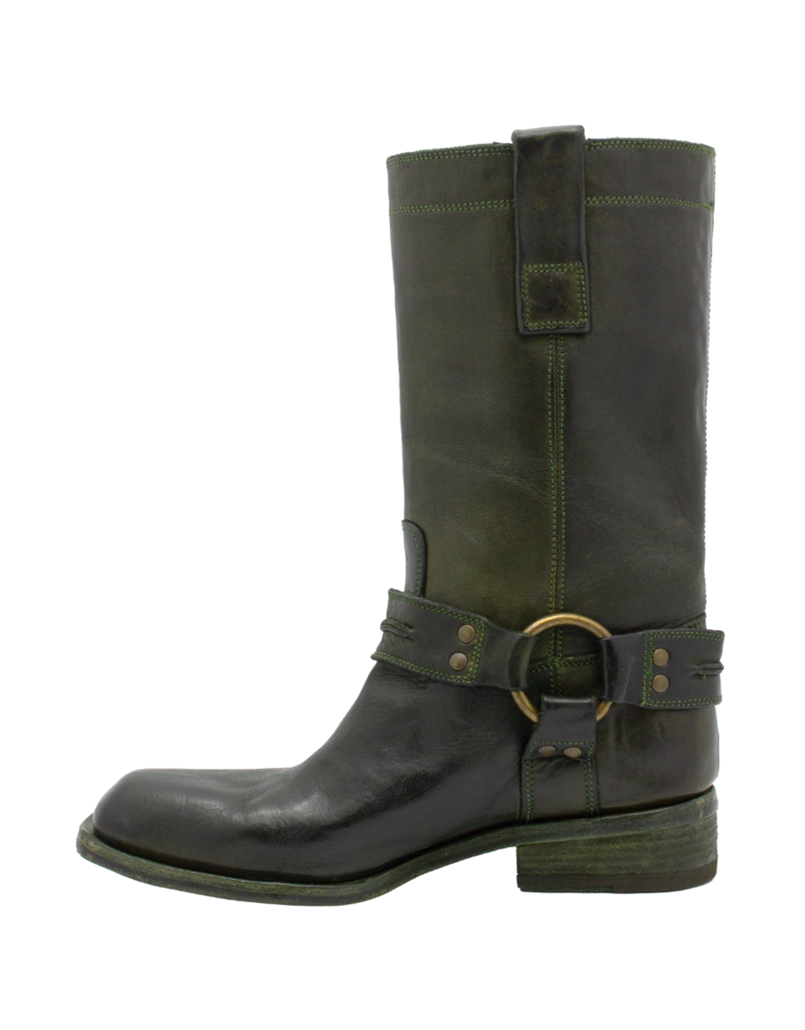 FauzianJeunesse FauzianJuenesse FJ39B Green Mid Calf Boot With Harness 3912