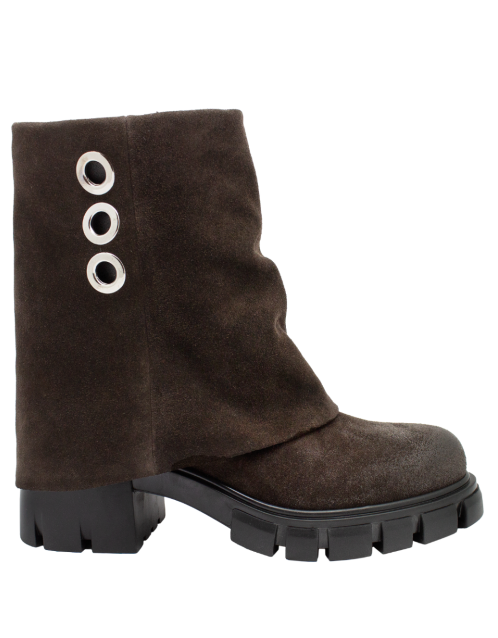 Now Now N47A  Brown Suede Cuff Boot With Tread Sole 9252