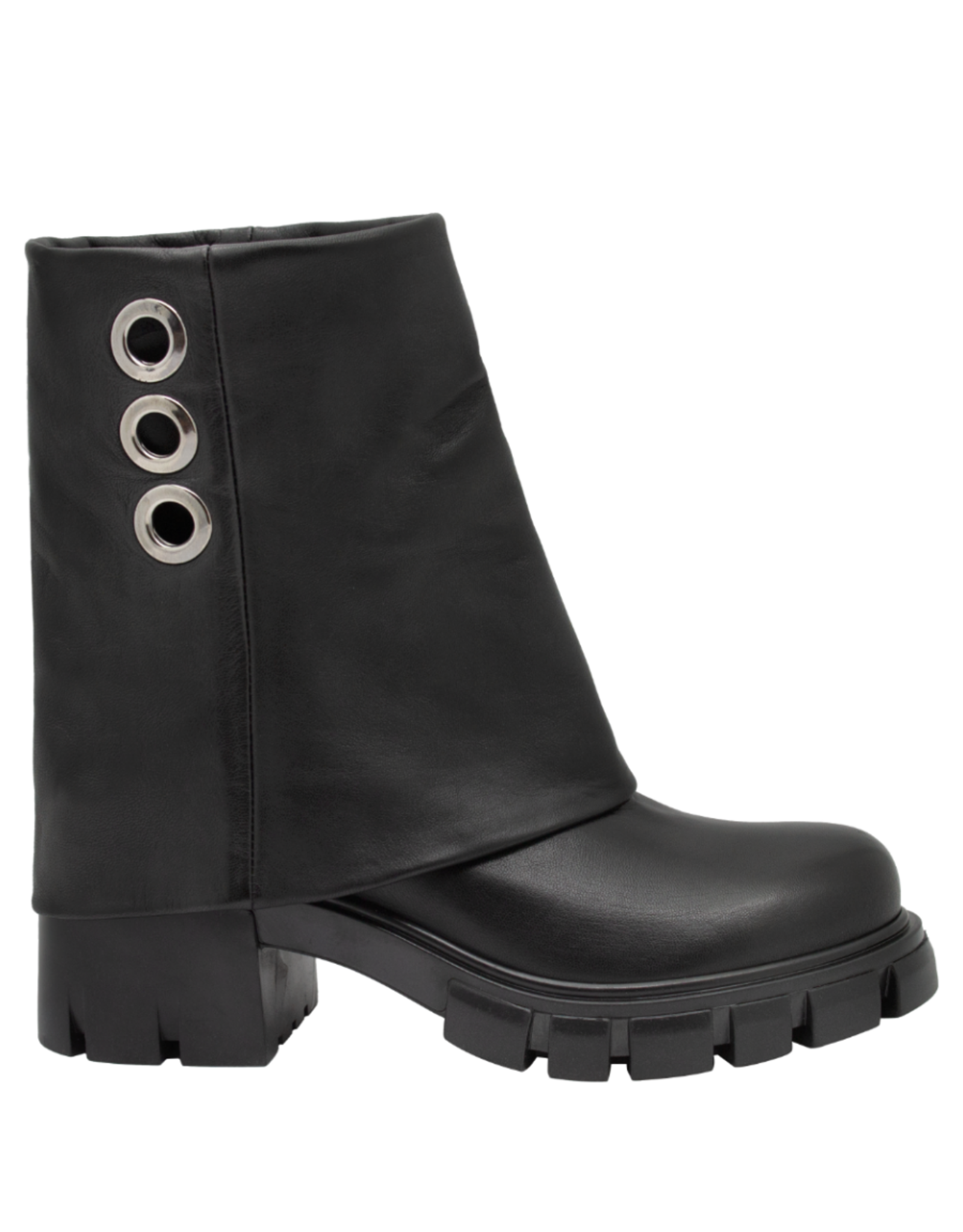 Now Now N47 Black Nappa Cuff Boot With Tread Sole 9252