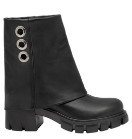 Now Now N47 Black Nappa Cuff Boot With Tread Sole 9252