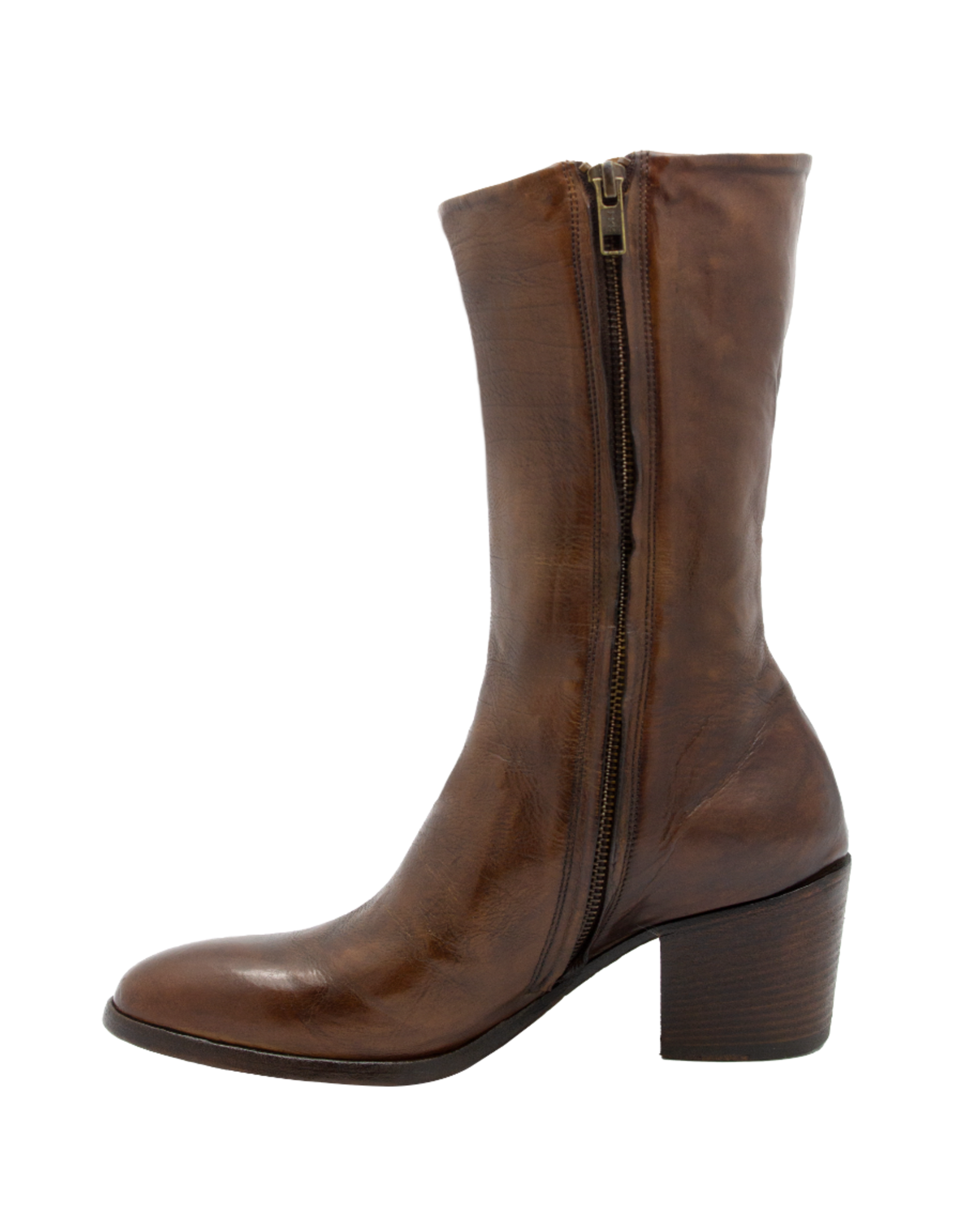 King King K1I Brown Mid Calf Boot High Heel 5401