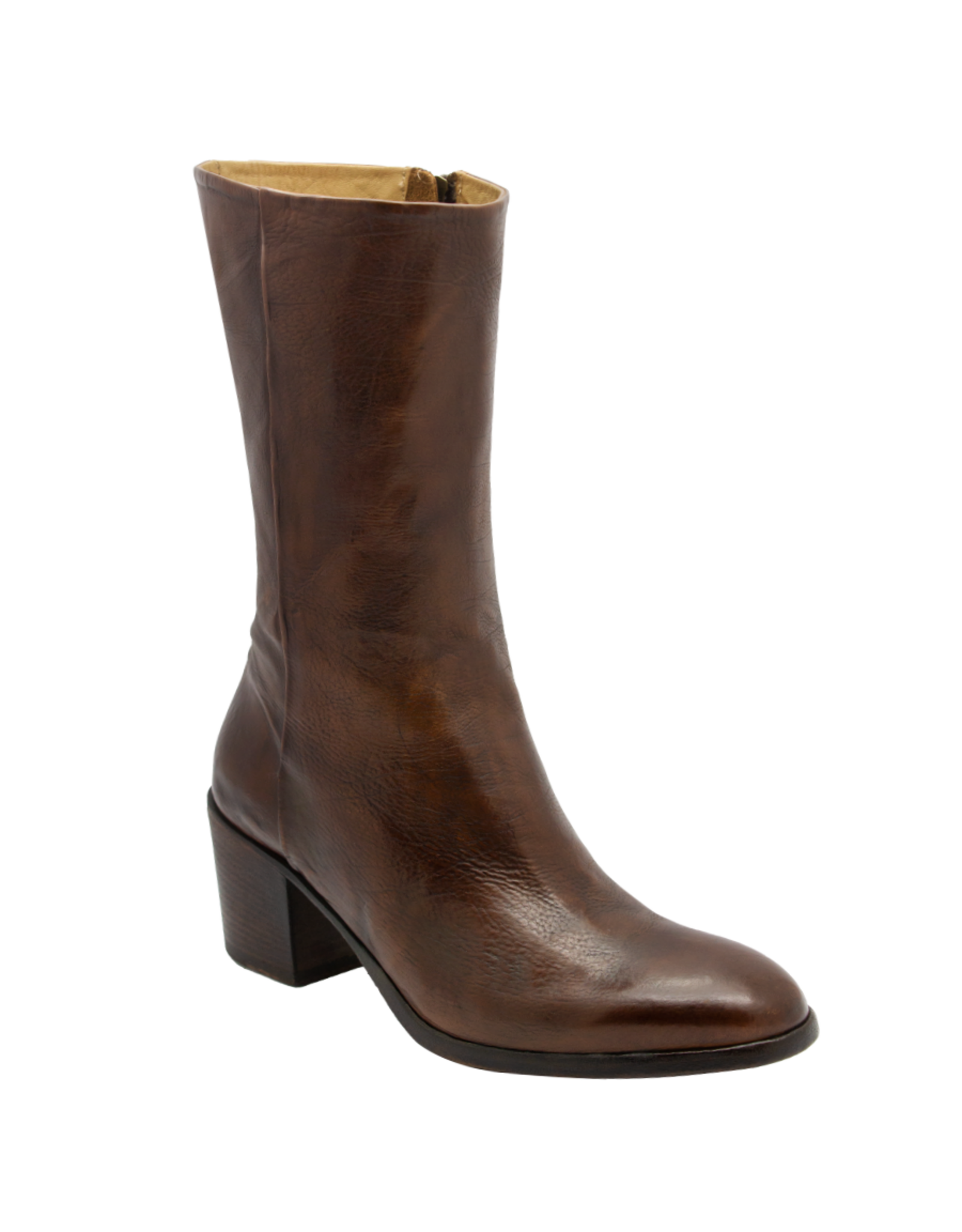 King King K1I Brown Mid Calf Boot High Heel 5401