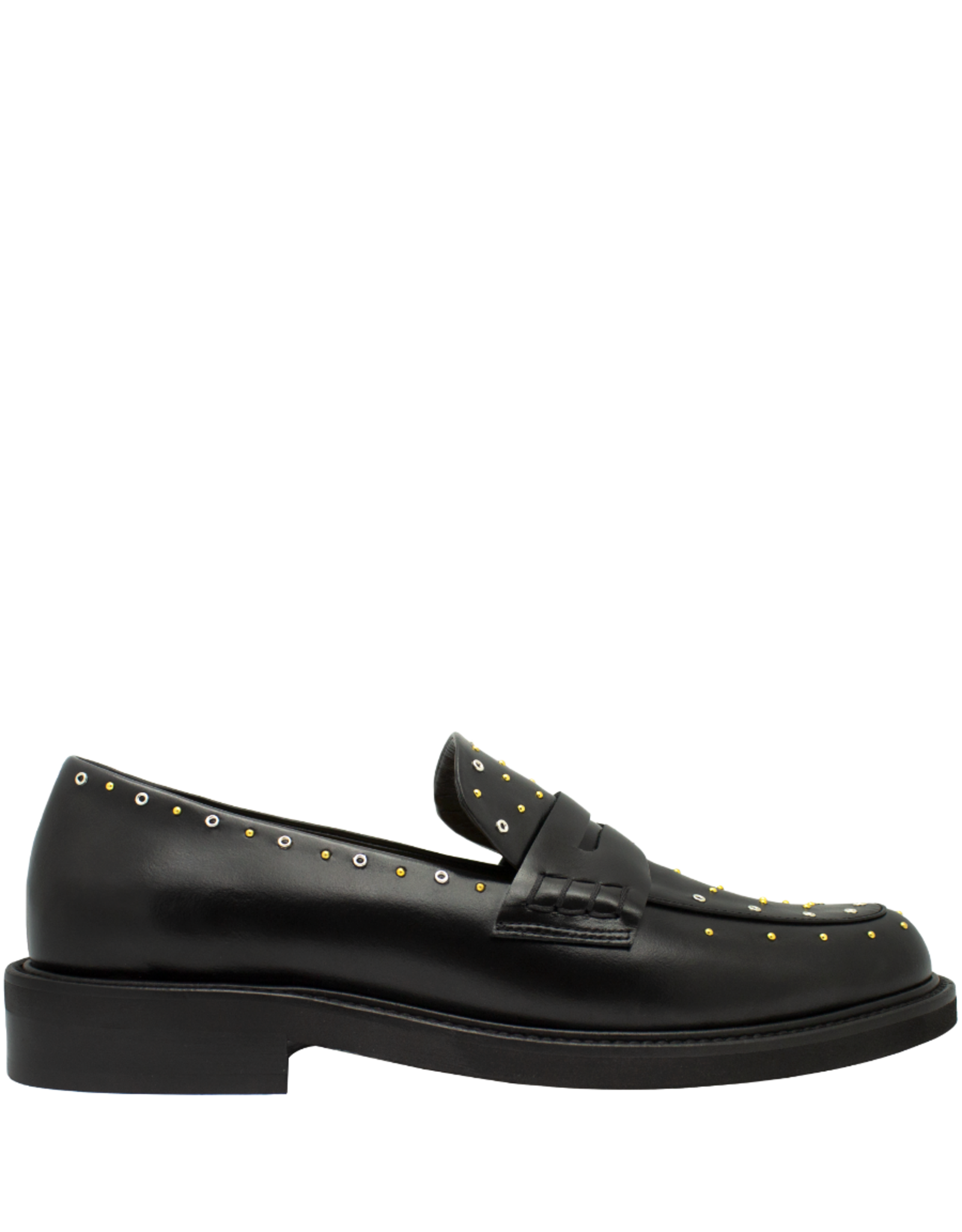 MaraBini MaraBini M13I Black Calf Loafer With Studs 1035