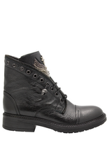 Now Now N47I Black  Pull On Moto Boot With Wing Detail 9292