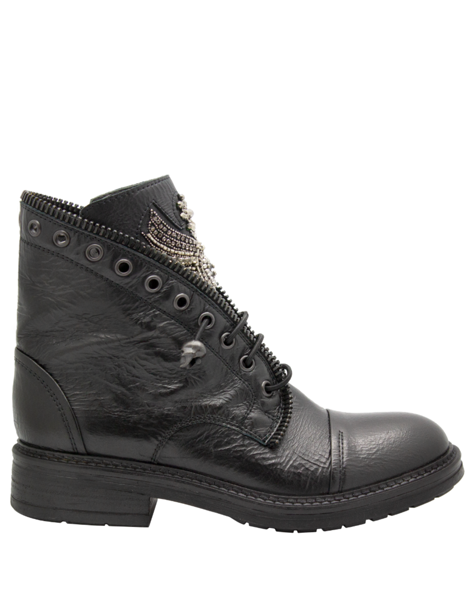 Now Now N47I Black  Pull On Moto Boot With Wing Detail 9292