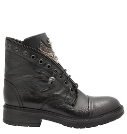 Now Now N47I Black  Pull On Moto Boot With Wing Detail 9292