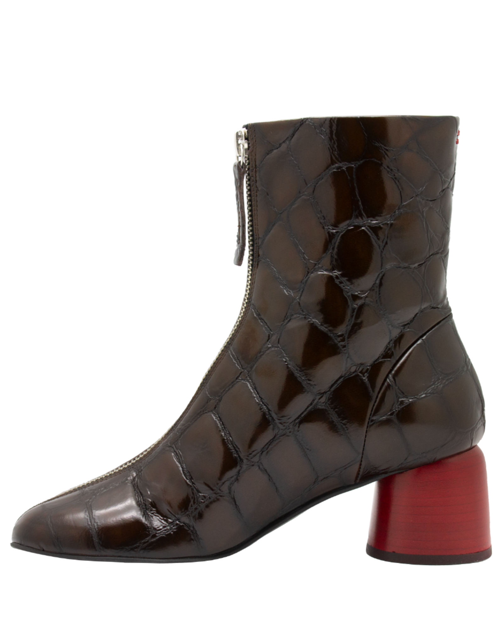 Halmanera Halmanera H50 Brown Croco With Red Conical Heel 1000-C