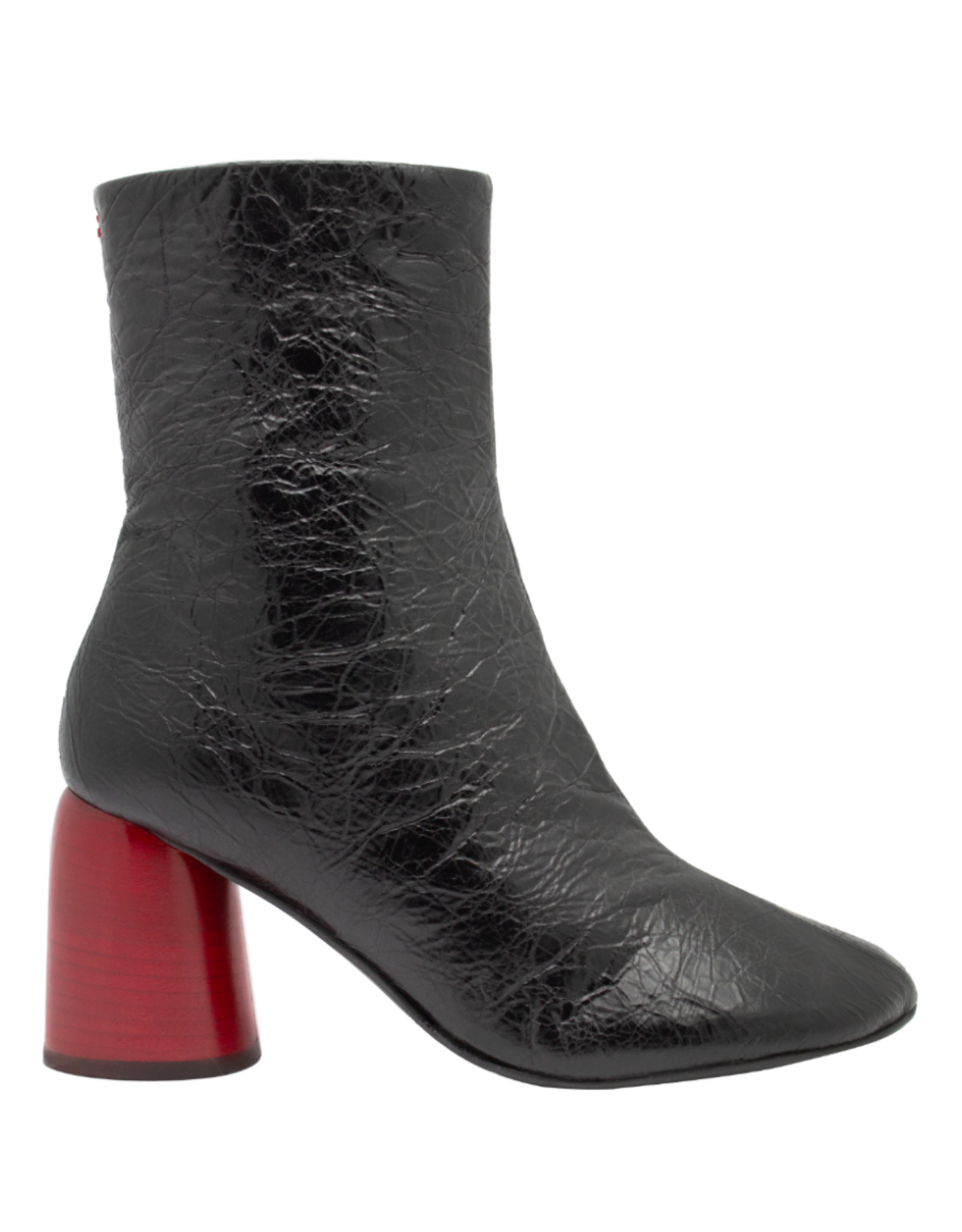 Halmanera Halmanera H50A Black Crinkle Boot With Red High Heel 1001