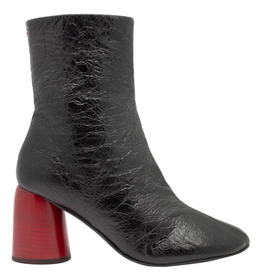 Halmanera Halmanera H50A Black Crinkle Boot With Red High Heel 1001