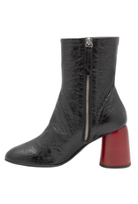Halmanera Halmanera H50A Black Crinkle Boot With Red High Heel 1001