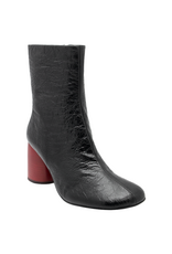 Halmanera Halmanera H50A Black Crinkle Boot With Red High Heel 1001