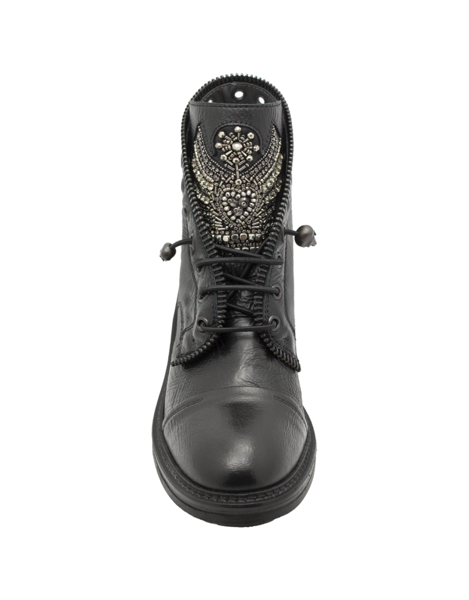 Now Now N47I Black  Pull On Moto Boot With Wing Detail 9292