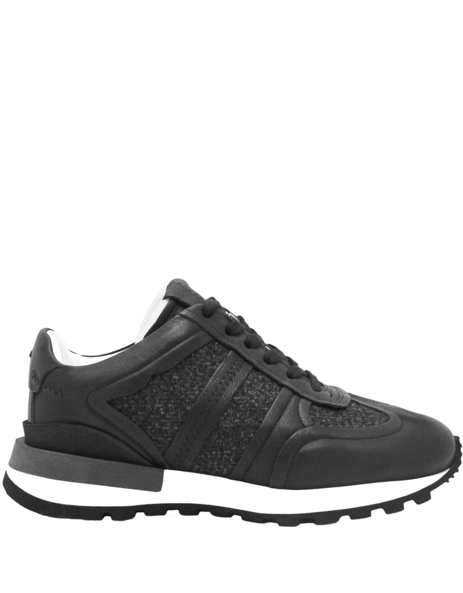 Now Now N43F Black Calf /Wool Sock Lace-Up Sneaker 8542