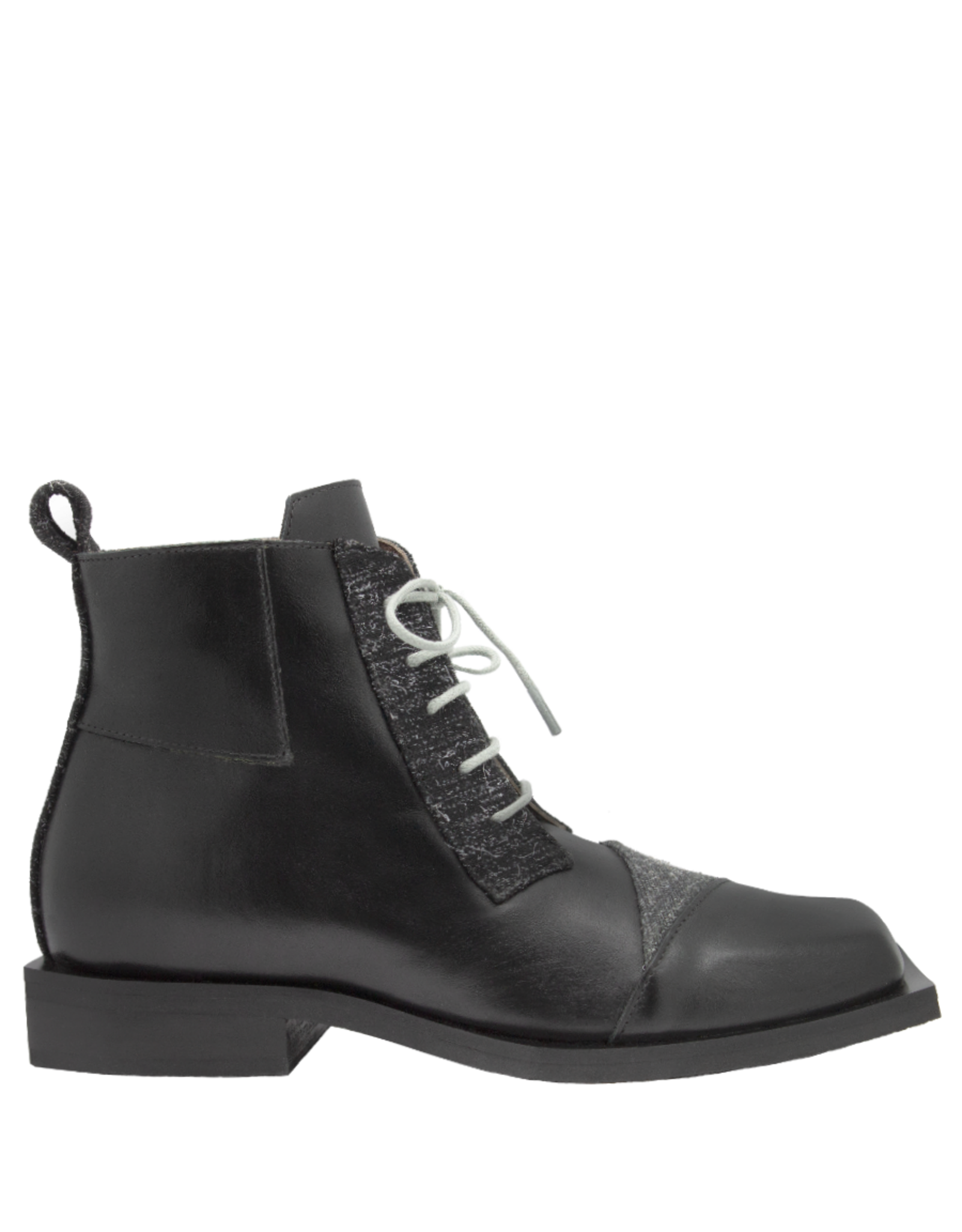 LeBohemien LeBohemien B3A Black Multi Texture Lace-Up Boot BaBa