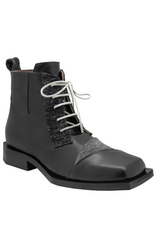 LeBohemien LeBohemien B3A Black Multi Texture Lace-Up Boot BaBa