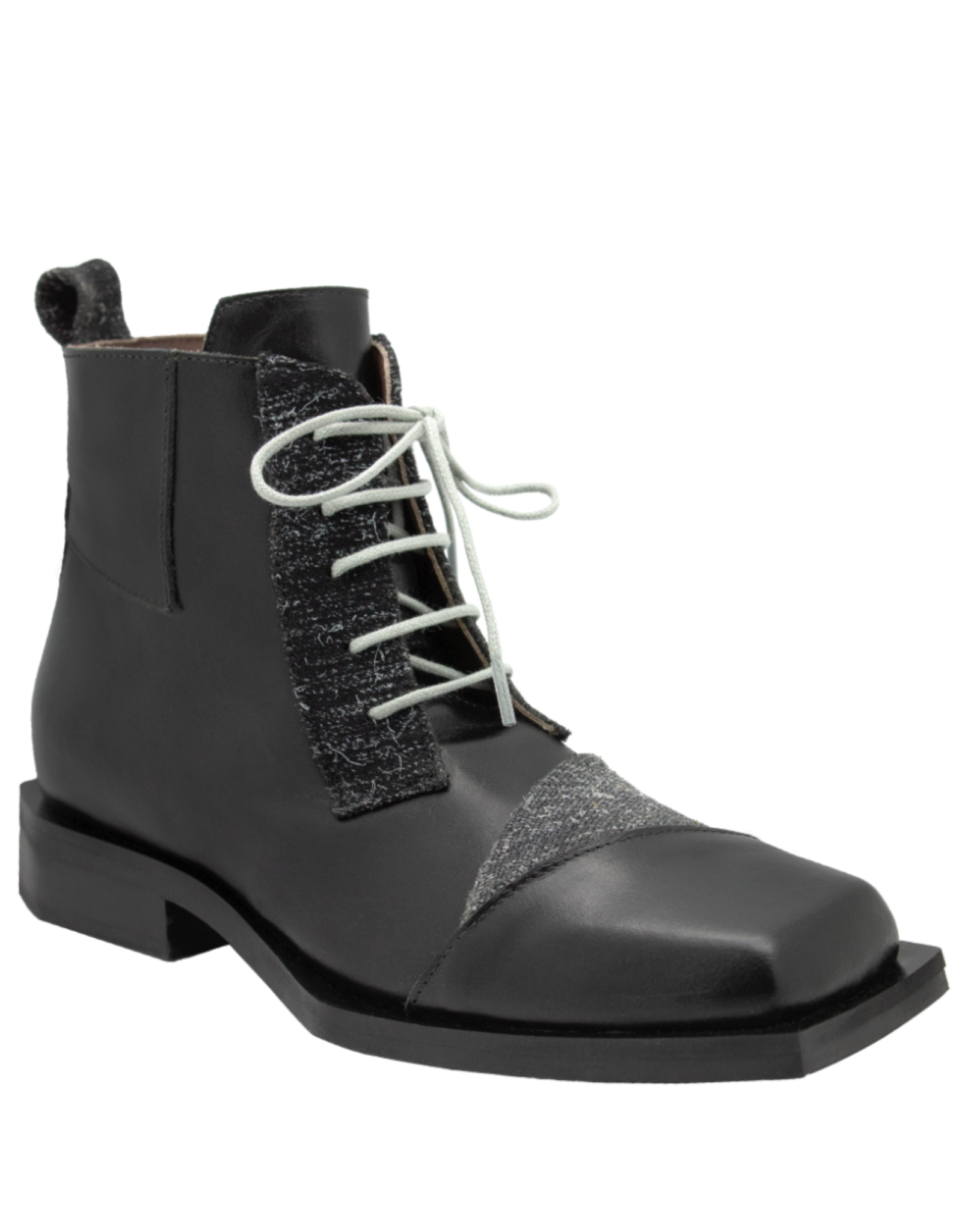 LeBohemien LeBohemien B3A Black Multi Texture Lace-Up Boot BaBa