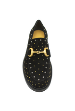 MaraBini MaraBini M13H Black Suede Studed Loafer With Bar 1034