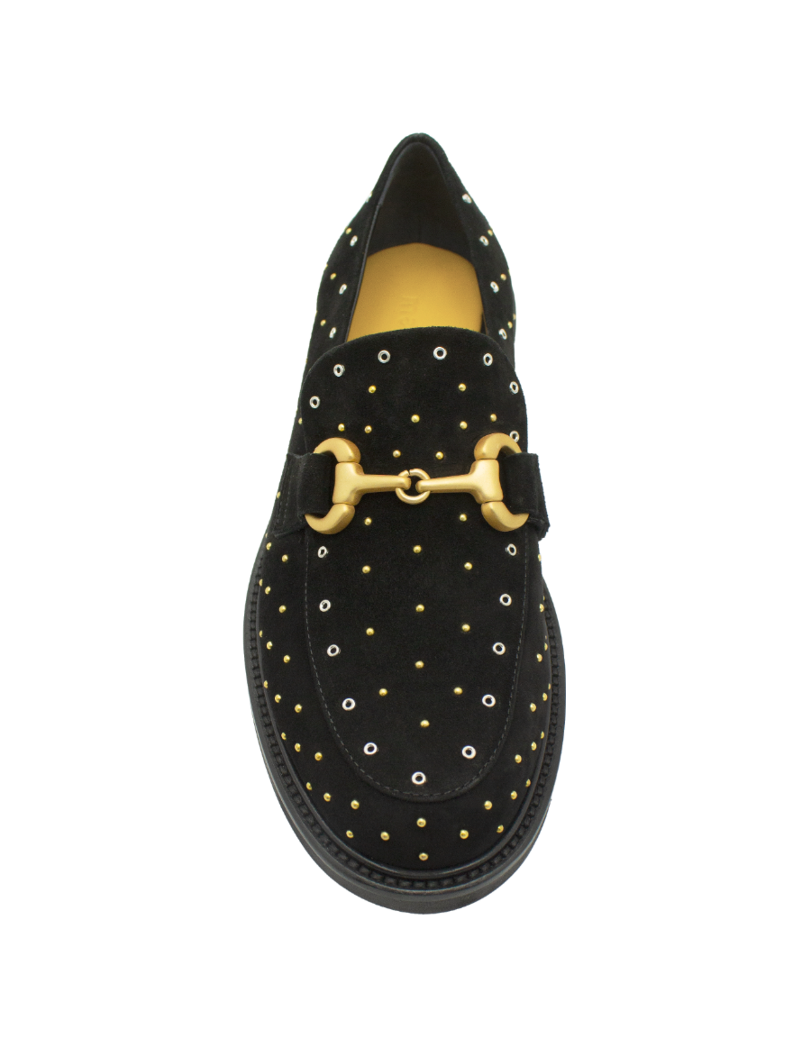 MaraBini MaraBini M13H Black Suede Studed Loafer With Bar 1034