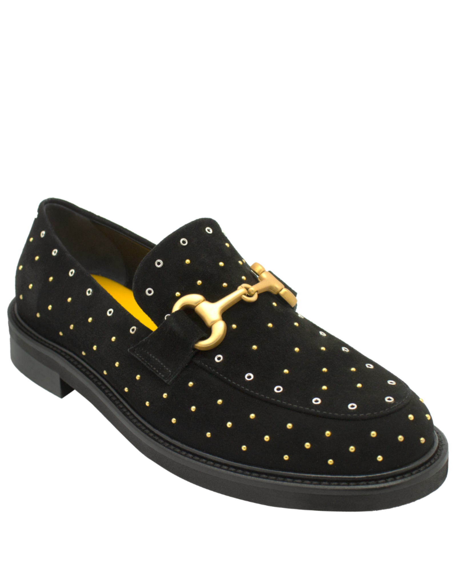 MaraBini MaraBini M13H Black Suede Studed Loafer With Bar 1034