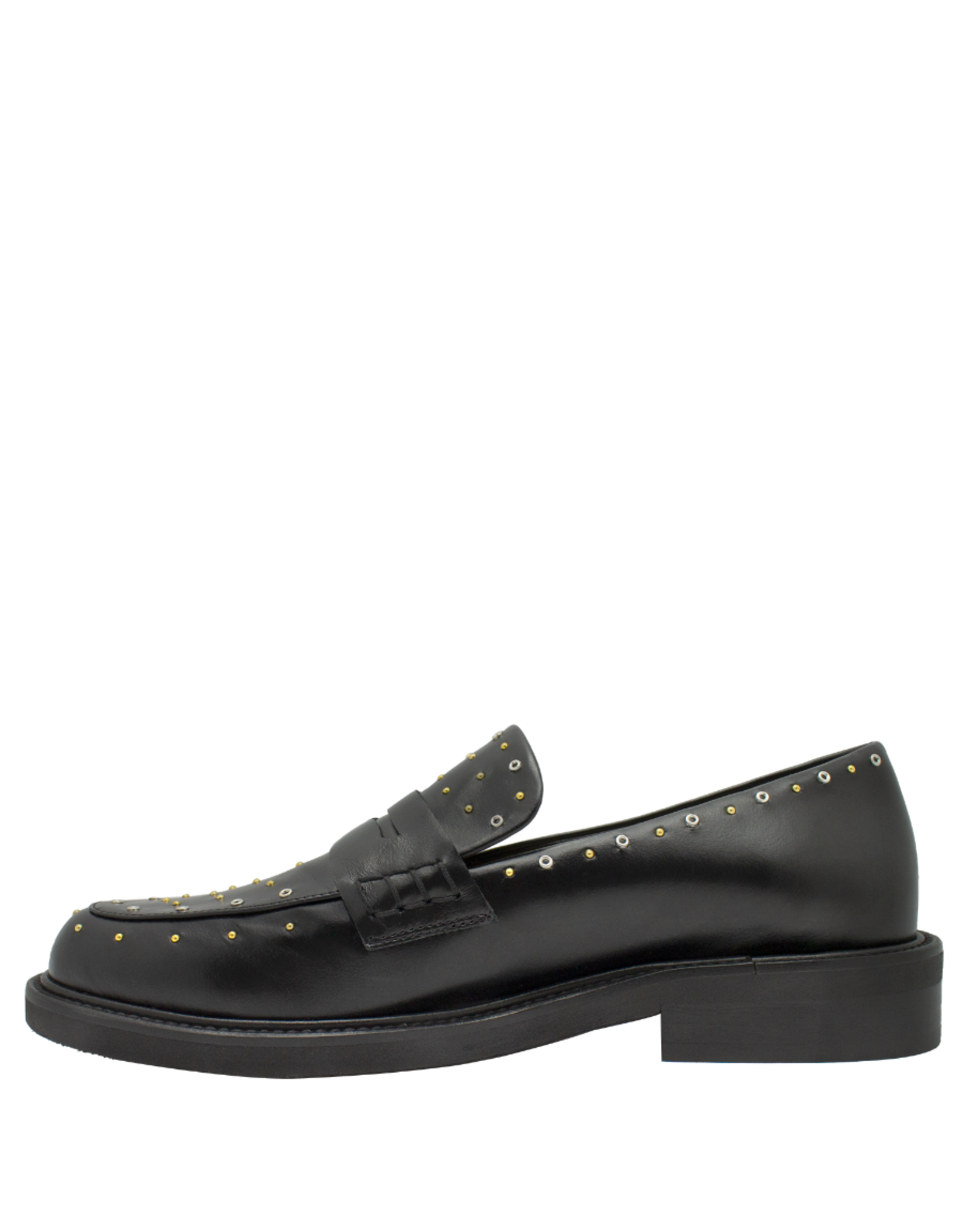 MaraBini MaraBini M13I Black Calf Loafer With Studs 1035
