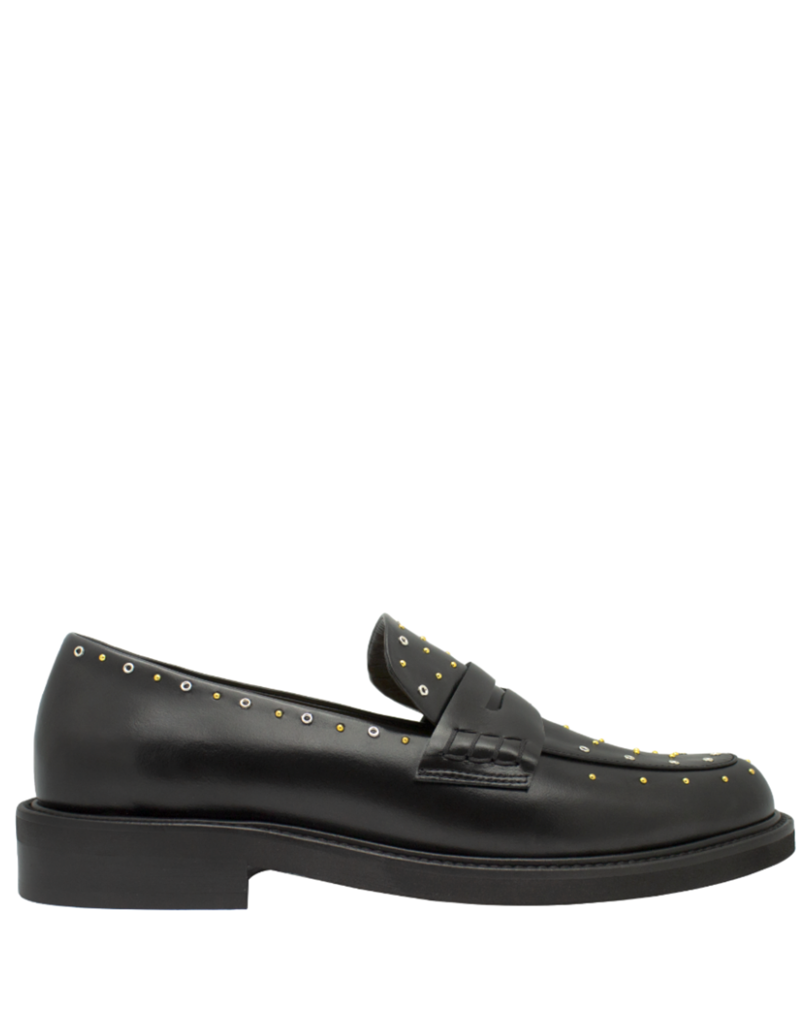 MaraBini MaraBini M13I Black Calf Loafer With Studs 1035