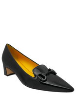 MaraBini MaraBini M13Q Black Glaze Kitten Heel Loafer W/ Bar 1039