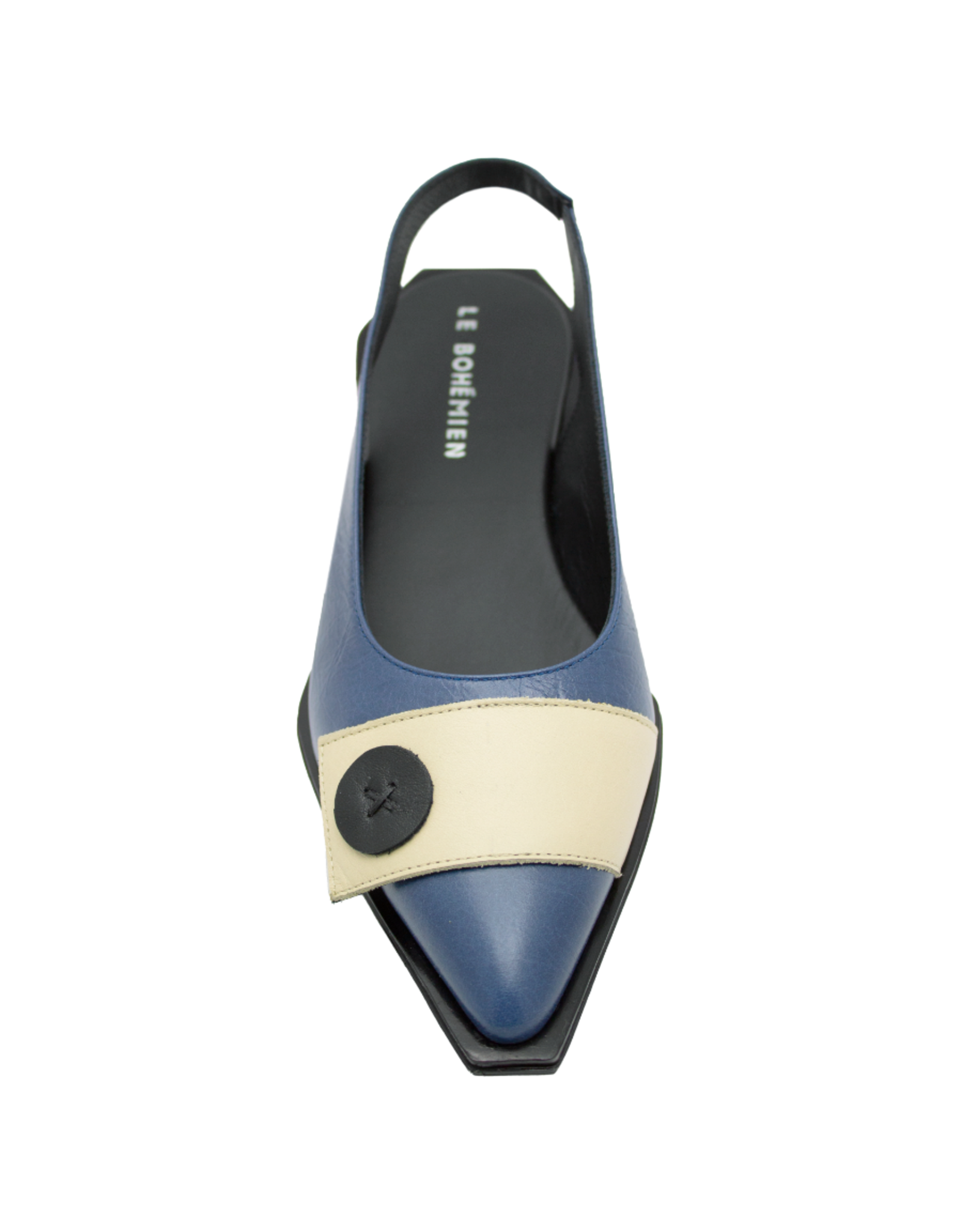 LeBohemien LeBohemien LB3O Blue Sling Back With Button Detail Deboo