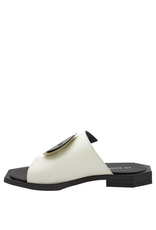LeBohemien LeBohemien LB3T Off White Mule  Button Detail Heo