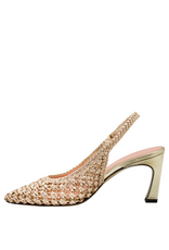MissT Miss T MT1A  Gold Woven Sling Pump 1306