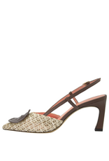 MissT MissT MT1C Brown Rafia  Sling Pump With Button 1312