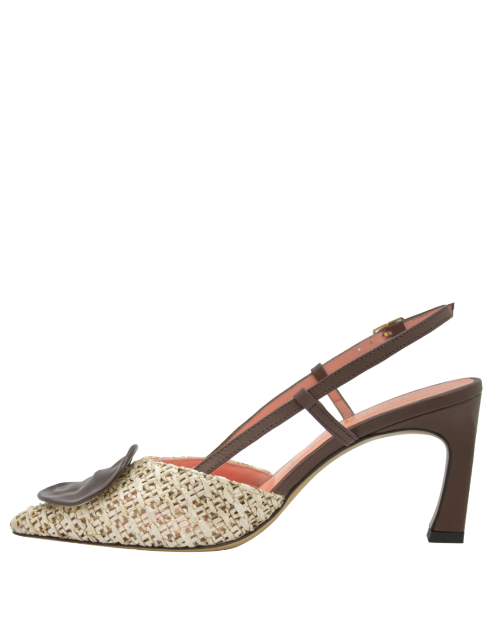 MissT MissT MT1C Brown Rafia  Sling Pump With Button 1312