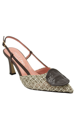 MissT MissT MT1C Brown Rafia  Sling Pump With Button 1312